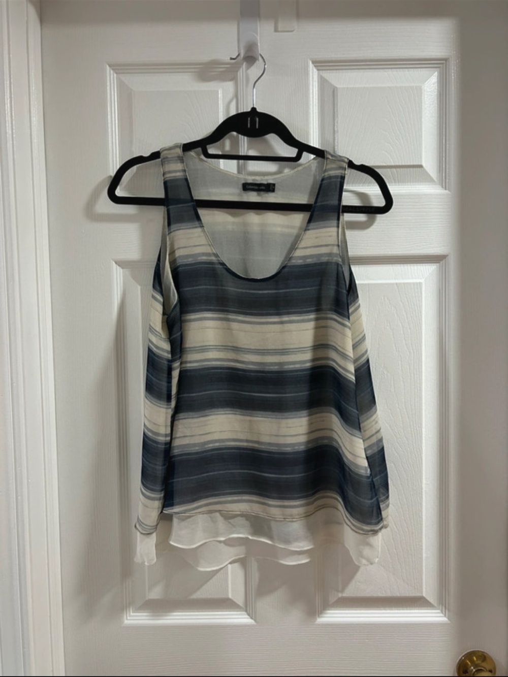 Calvin Klein Jeans Blue and Cream Striped Sleeveless Blouse